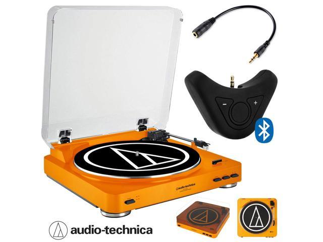 Audio Technica At Lp60 Stereo Turntable System Orange With Deco Gear Bluetooth Adapter Bundle Newegg Com