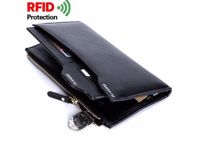RFID Theft Protect Coin Bag zipper men wallet famous brand male money purses Top