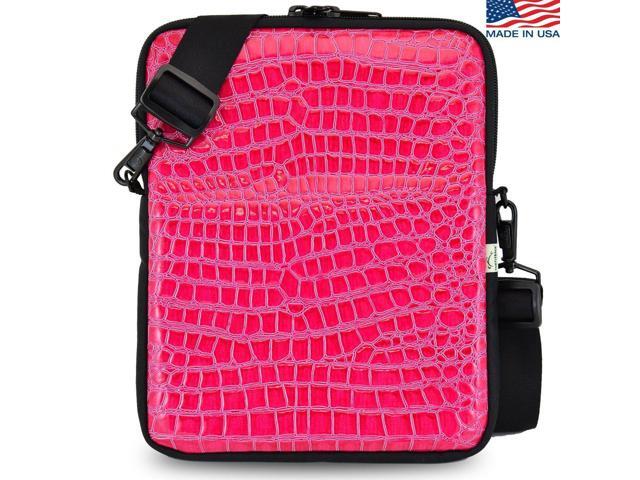 Universal Tablet Bags Pink Crocodile Sleeve Bag With Shoulder Strap Universal Tablet Bags Pink Crocodile Sleeve Bag With Shoulder Strap