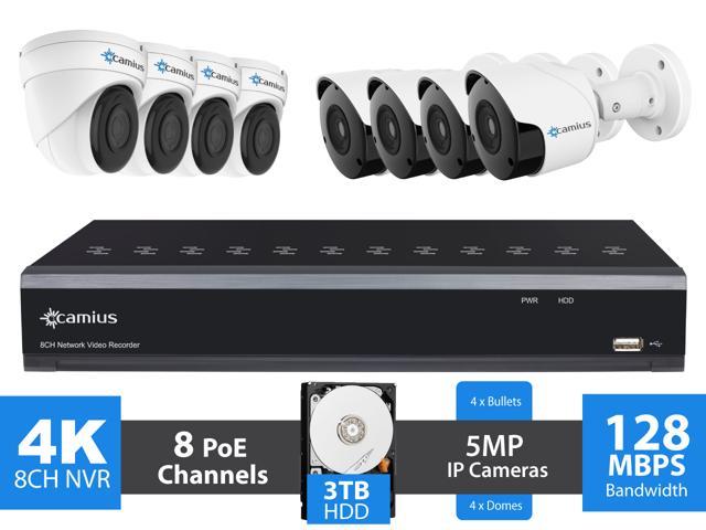 Camius 4k 8 Channel Poe Nvr Security Camera System With 3tb Hdd 8 Wired 5mp Ip Audio Video Bullet Dome Cameras Wide View Indoor Outdoor Ip66 Night Vision 24 7 Recording 8p4b4i3t Newegg Com