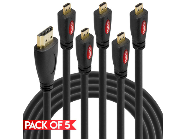 Cmple - [5 PACK] 6 FT Micro HDMI to HDMI Cable Adapter, 4K 60Hz ...