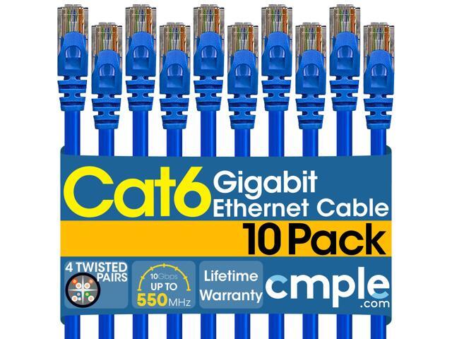 Cmple - [10 PACK] 15 Feet Cat6 Ethernet Cable, 10Gbps - 550Mhz Patch ...
