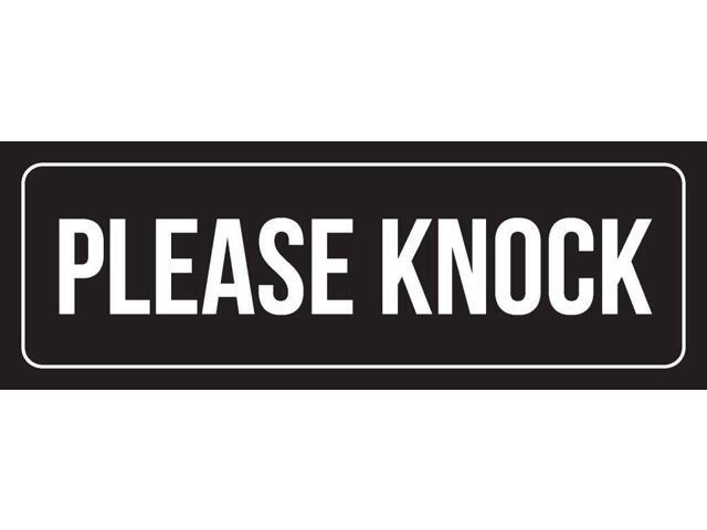 Black Background With White Font Please Knock Office Plastic Wall