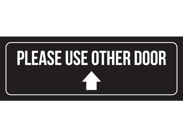 Black Background With White Font Please Use Other Door Up Arrow Office Plastic Wall Sign 2 Pack 3x9 Inch