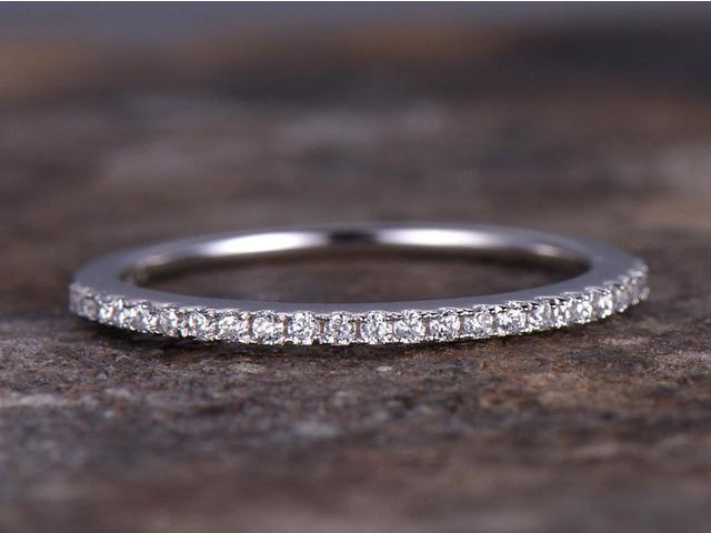 Thin Half Eternity Ring 925 Sterling Silver Wedding Band Anniversary Thin Half Eternity Ring 925 Sterling Silver Wedding Band Anniversary 1 2mm