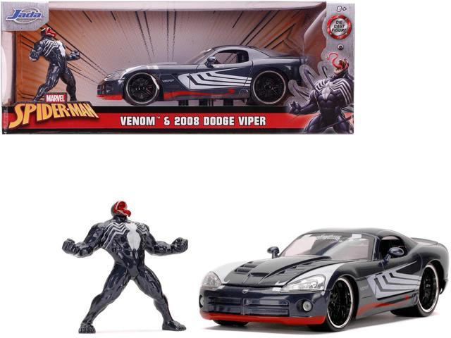 Photo 1 of 2008 Dodge Viper SRT10 Dark Gray with Venom Diecast Figurine "Spider-Man" "Marvel" Series 1/24 Diecast Model Car by Jada