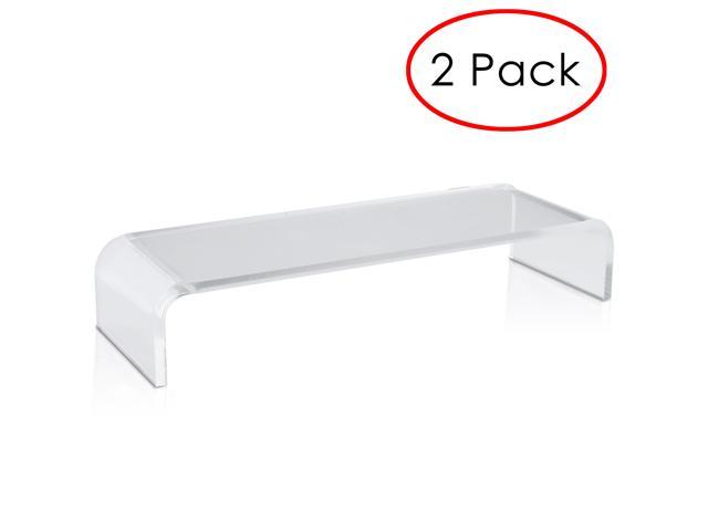 Circuit City Essentials Acrylic Monitor Stand Riser Space Saving Computer Desk Shelf Organizer for Laptops, iMac, Printers, Keyboards & Screens Up to 30-Inch and 50 lbs Clear ( 2 Pack )