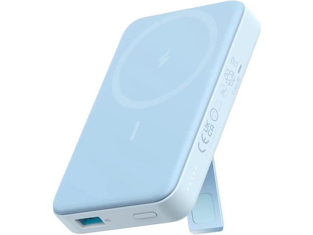 Anker 633 Magnetic Battery (MagGo), 10,000mAh Foldable Magnetic Wireless Portable Charger, 20W USB-C Power Delivery for iPhone 14/14 Pro / 14 Pro Max, iPhone 13/12 Series (Blue)