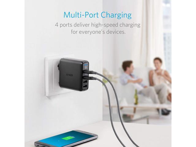 Anker Quick Charge 3.0 43.5W 4-Port USB Wall Charger, PowerPort Speed 4 for  Galaxy, Note, LG, HTC , Nexus, with PowerIQ for iPhone, iPad, and More