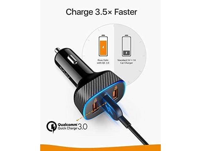 Galaxy S8/Edge Note 8/5/4 3-Port USB 30W Car Charger with Quick Charge 3.0 and PowerIQ for iPhone Xs/XS Max/XR/X/8 Roav SmartCharge Halo Nexus by Anker iPad Pro/Air 2/Mini and More 