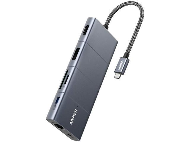Anker USB C Hub, PowerExpand+ 11-in-1 USB C Hub Adapter, with 4K@60Hz HDMI and DP, 100W Power Delivery, USB-C and 3 USB-A Data Ports, 1 Gbps Ethernet, 3.5mm Audio, microSD and SD Card Reader
