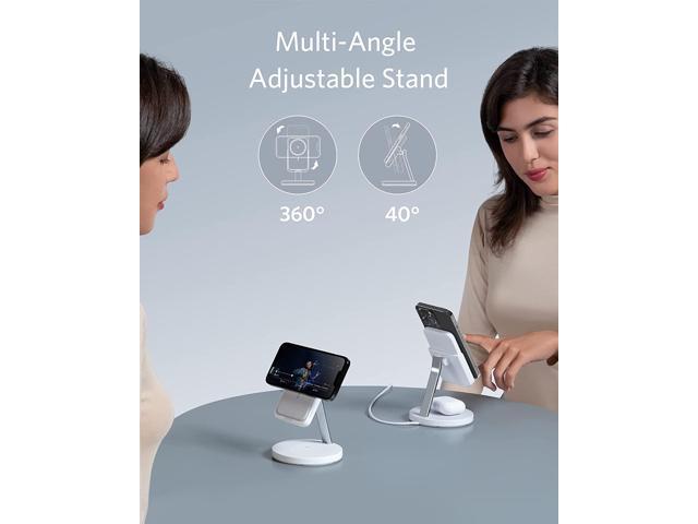 Anker 633 Magnetic Wireless Charger (MagGo) 2-in-1 Charging Station with  25W USB-C Adapter Only for iPhone 13/12,White 