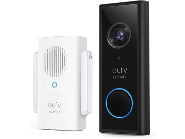 eufy Security, Video Doorbell 2K (Battery-Powered) with Chime, 2K HD, No Monthly Fee, On-Device AI for Human Detection, 2-Way Audio, 16GB Local Storage, Simple Self-Installation (Renewed)