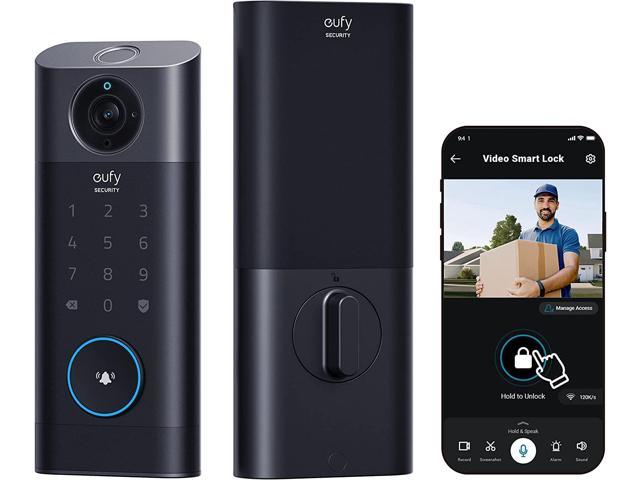 eufy Security S330 Video Smart Lock, 3-in-1 Camera+Doorbell+Fingerprint Keyless Entry Door Lock, BHMA, WiFi Door Lock, App Remote Control, 2K HD, No Monthly Fee, Dual Motion Detection,SD Card Required