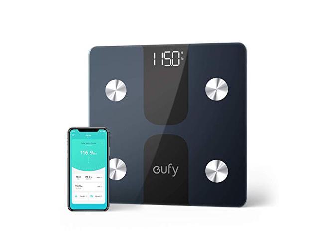 Large LED Display Auto Zeroing Black/White Tempered Glass Surface eufy Smart Scale C1 with Bluetooth Weight/Body Fat/BMI/Fitness Body Composition Analysis 12 Measurements Auto On/Off 