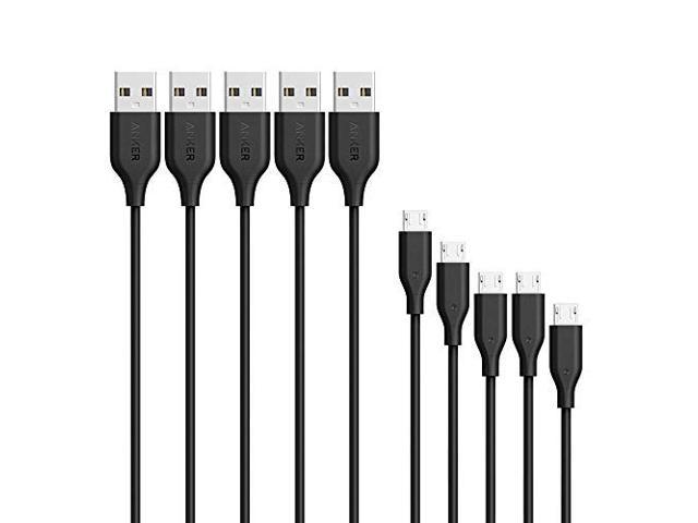 Nexus Black Assorted Lengths for Samsung Android Smartphones and More 6-Pack Powerline Micro USB - Durable Charging Cable LG Motorola Anker 