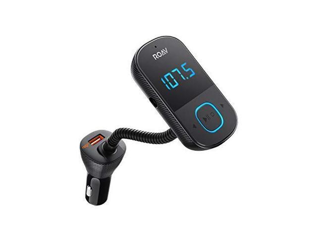 Anker Roav SmartCharge T1, Bluetooth FM Transmitter for Car, Audio Adapter and Receiver with Big LED Display, PowerIQ 2.0, Hands-Free Calling, and AUX Output, Compatible with Quick Charge 3.0 Devices