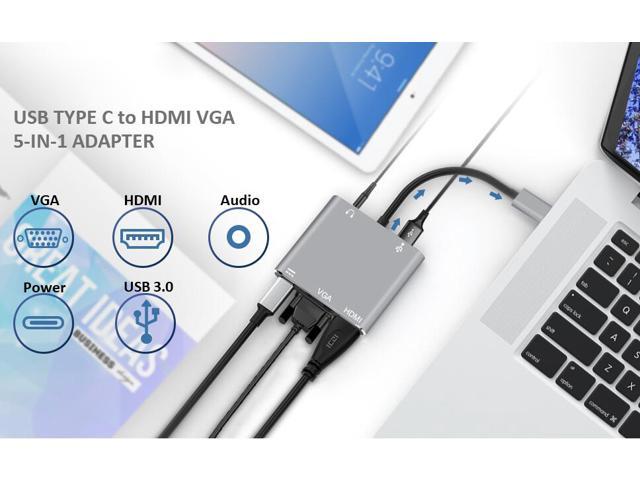 Thunderbolt 3 USB-C to VGA 1080p USB3.0 Hub Type-C PD Adapter For MacBook 