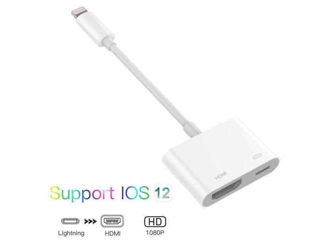 Apple Mfi Certified Lightning To Hdmi Adapter For Iphone 1080p Hdmi Digital Audio Av Adapter Hdmi Connector With Charging Port For Iphone Ipad Ipod Models Hdmi Sync Screen Converter Newegg Com