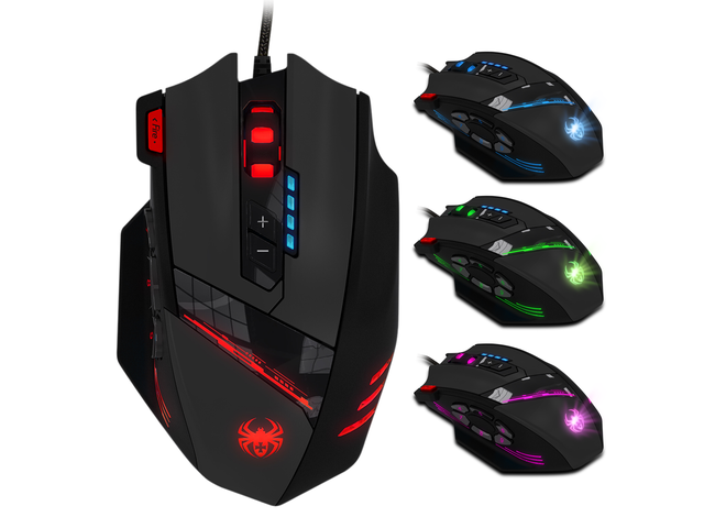 Zelotes PC Gaming Mouse LED RGB Backlit MMO 12 Programmable Buttons ...