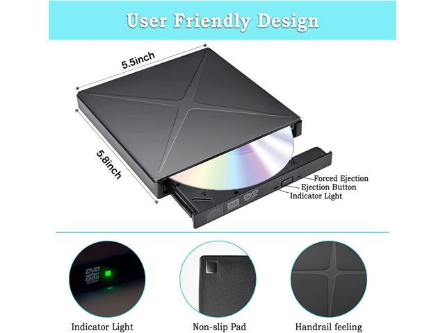 External DVD Drive, USB 3.0 Type C CD Drive, Dual Port DVD Player ...