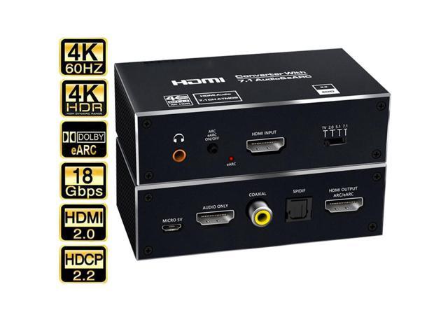 LUOM eARC HDMI 2.0 Audio Extractor, 4K@60HZ RGB8:8:8 HDR HDMI Splitter Audio  Converter 4K HDMI to Optical TOSLINK SPDIF 7.1 3.5mm Audio Jack 