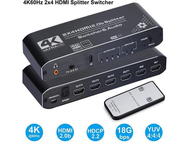 4K@60hz HDMI Switch Splitter Audio Extractor with Remote, HDMI Switch ...