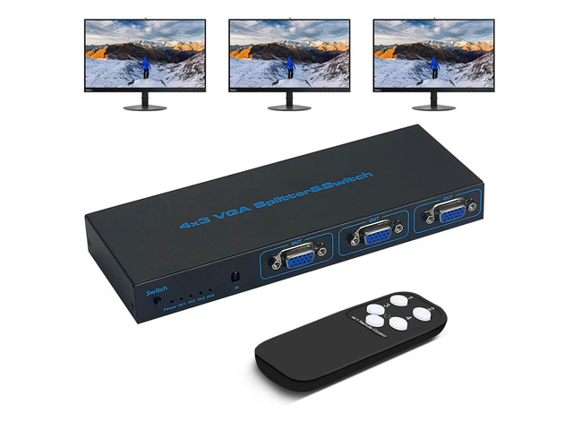 Splitter VGA 1 In 2 Uscite Da 250MHz Con Alimentazione USB – Risoluzione 1920x1440, Plug And Play, Per Duplicare Lo Schermo