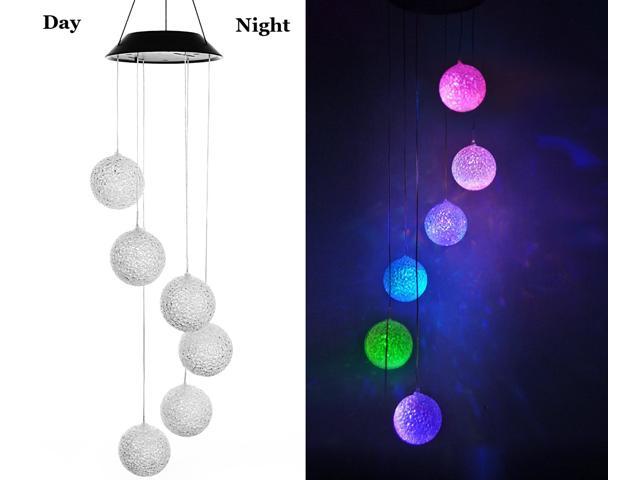 Solar Color Changing LED Ball Wind Chimes Home Garden Decor Light Waterproof 
