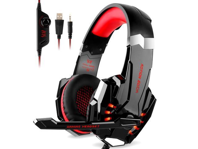 melodie Uiterlijk het dossier KOTION EACH G9000 3.5mm Game Gaming Headphone Headset Earphone Headband  with Microphone LED Light for Computer Tablet Mobile Phones PS4 by Senhai-  Black and Red - Newegg.com