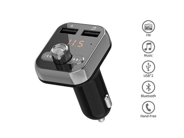 Hands-Free Calling Wireless Bluetooth Radio Transmitter Audio Adapter and Receiver Support AUX Input TF Card Bluetooth 5.0 Car FM Transmitter Easy to Clamp/Paste MP3 Car Charger with 2 USB Ports 