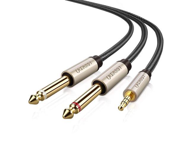Stereo 3.5mm 1/8 TRS to Dual 6.5mm 1/4 TS Male Audio Cable Y Splitter AUX Cord 