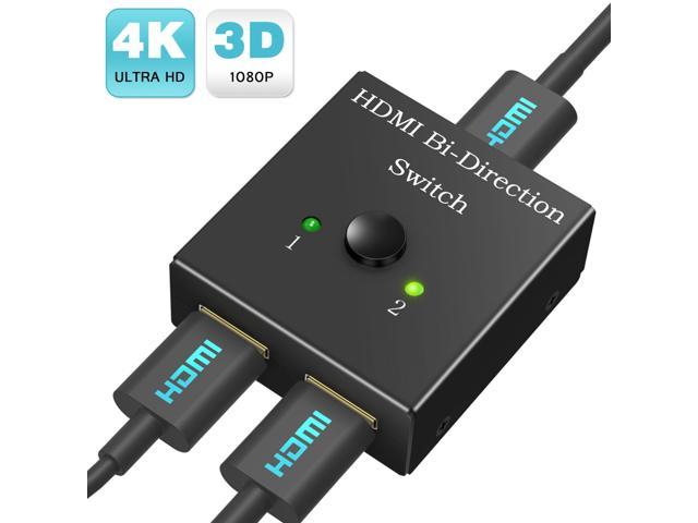 Vellykket Regeringsforordning uld LUOM Hdmi Switch 1x2 4K hdmi Switcher Dual Monitor 2 in 1 Out or 1 in 2 Out  HDMI Bi-Directional Switcher 4Kx2K@60HZ Duplicating Video and Audio for  Full Ultra HD 1080P 3D