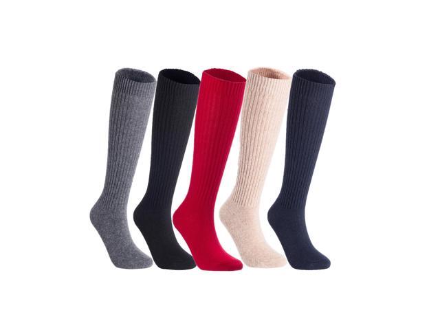 Lian LifeStyle Womens 4 Pairs Knee High Non-Slip Wool Socks LWFS05 Size 6-9