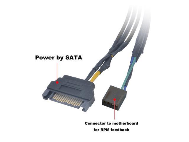 Sleeved SATA Power to 4x 4-pin TX4 PWM Fan Power Adapter Converter Cable with one 4in Female Header to Mohterboard for RPM Feedback & PWM Fan Speed Control - 16.9 inch