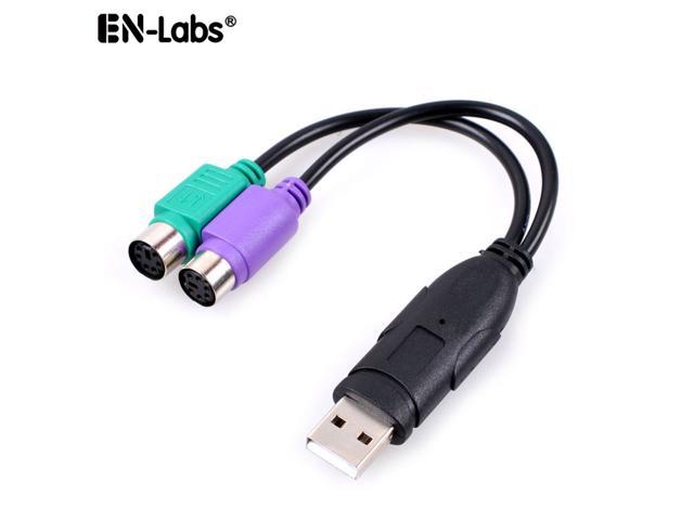 USB Male to Dual PS/2 PS2 Female Cable Mouse Keyboard Adapter Converter BR 