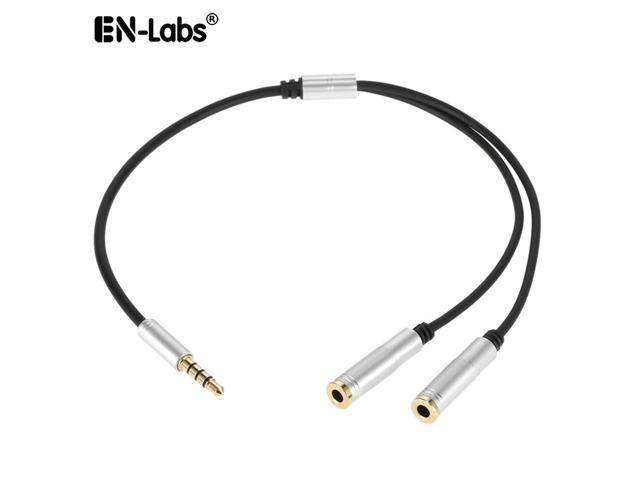 Audio Cable 3.5mm Jack Headphone Microphone Splitter,4 Pole Male to 2 Female Headset+ Mic Aux Extension Adapter for Android Phone & iPhone
