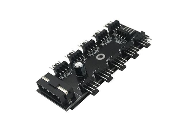 EnLabs PWMHUB10D 10 Ports 4-Pin PWM Fan Hub, Molex 4pin to 10 Fan Power ...