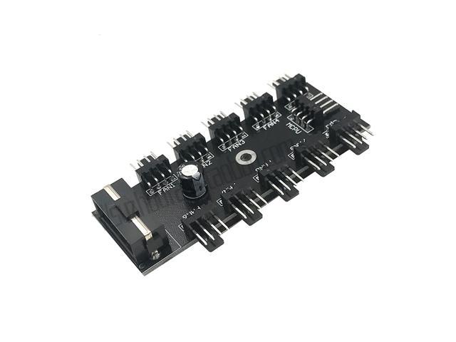 Enlabs Pwmhub10d 10 Ports 4-pin Pwm Fan Hub, Molex 4pin To 10 Fan Power 