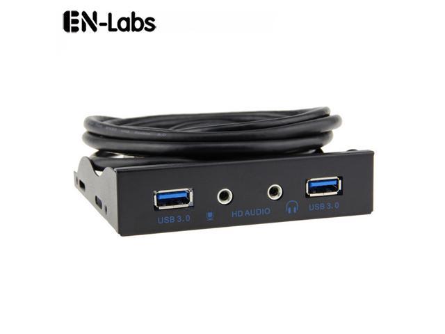 3.5" Front Panel USB 3.0 Hub, Motherboard 20 Pin to 2 Ports USB 3.0 Splitter, HD Audio Mic Connector Adapter with Internal Floppy Bay Bracket - 2 Feet Cables