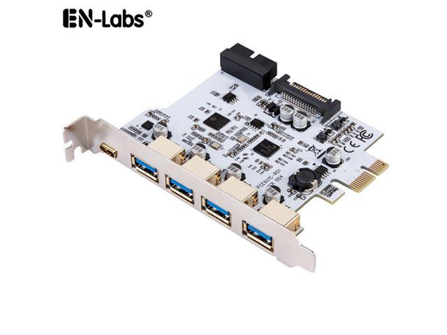 EnLabs PCIEU34ACS20 USB C PCIe Card,PCI-e to 7 Ports USB 3.1(5Gbps) Type-C & 4x USB-A & Internal USB 20/19Pin for Front Panel PCI Express Expansion Card, Power by 15pin SATA w/ Full-Profile Bracket