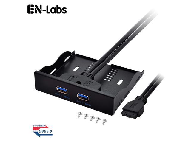 EnLabs FP35U32M PC Case 3.5-inch front panel 2 Ports USB 3.0 USB Hub,60CM 2 x USB 3.0 Type A Female to Motherboard 20pin Splitter Cables -Black Metal