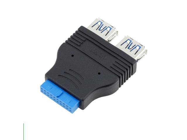 Dual USB 3.0 Type-A Female to Motherboard Adapter Card 20Pin/19Pin Header 