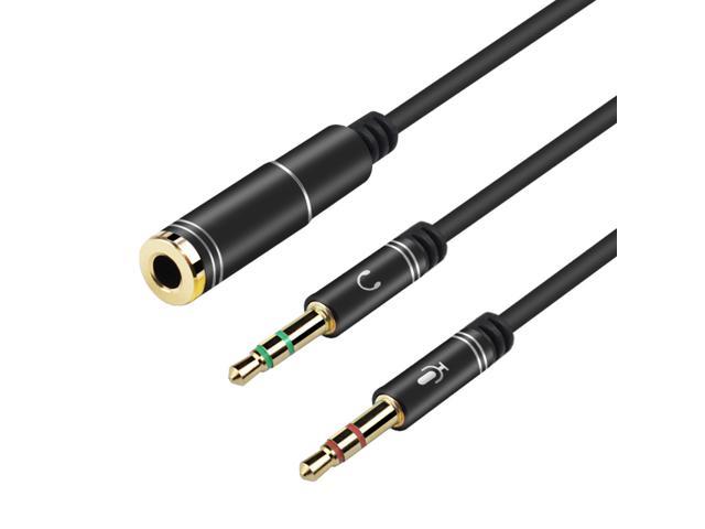 3.5mm Stereo TRRS 4-Pole Male Plug to 3.5mm Mic & Headset Cable Audio Cell Phone