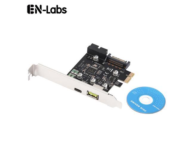 EnLabs PCIEU3C20SC PCIe Express Card to USB 3.0 Type-C w/ 2.4A Quick Charging and 19Pin USB 3.0 Dual,Port Power by 15pin SATA