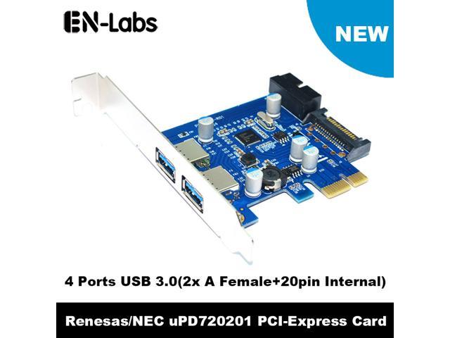 Fantasyworld 4-Port Super Speed ​​USB 3.0 PCI-E PCI Express Card-Host-Controller-Hub-Adapter mit 15-poligen SATA-Stromanschluss U3P4N-4PA-S 