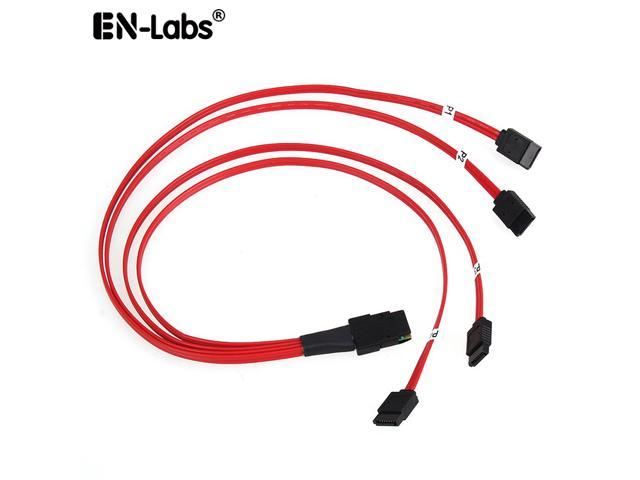 EnLabs Mini SAS to 4 SATA Cable SAS Breakout Cable Mini SAS Male SFF-8087 to 4 SATA Female Cable Multi-Lane Mini SAS Host Internal Cable to Target HDD Hard Drive Splitter Cable - 1.64FT-Red