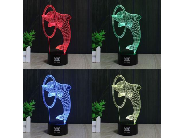 Ct Toys Dolphin Lamp 3d Visual Led Night Lights For Kids Touch