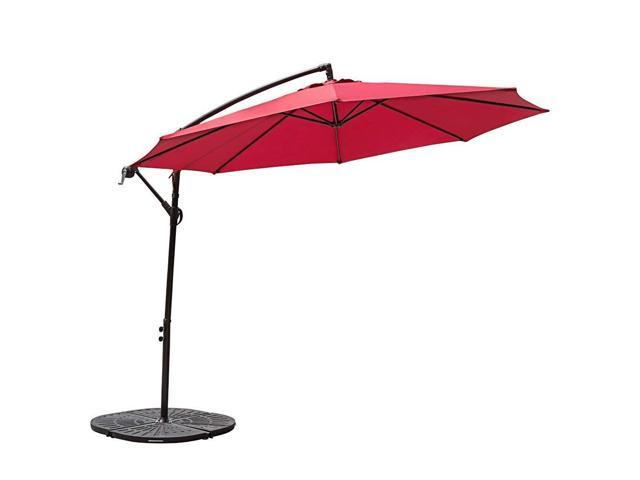 Toucan Outdoor 10 Feet Aluminum Offset Patio Umbrella 8 Steel Ribs Cross Base And Crank Burgundy Newegg Com