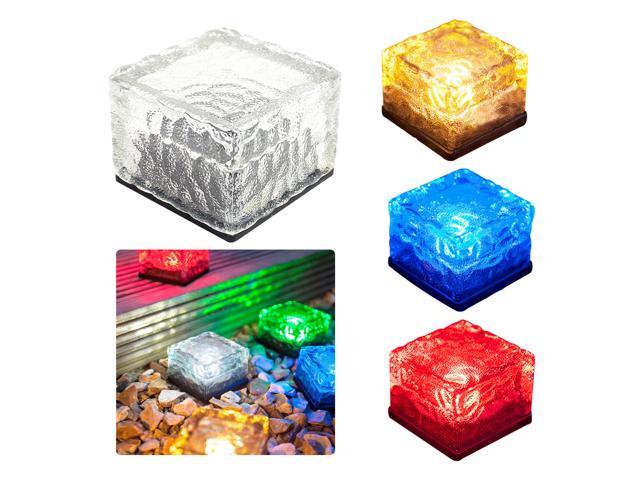 Tecbox Solar Garden Creative Ice Cube Lights Color Changing Waterproof Led Frosted Glass Brick Lamp In Ground Buried For Outdoor Bar Path